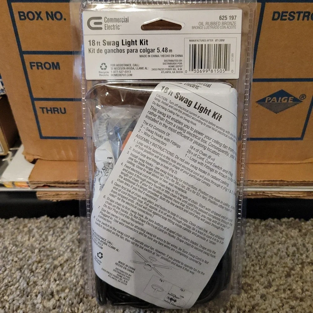 NEW Commercial Electric Swag Light Kit Oil Rubbed Bronze 18' ft 625197
